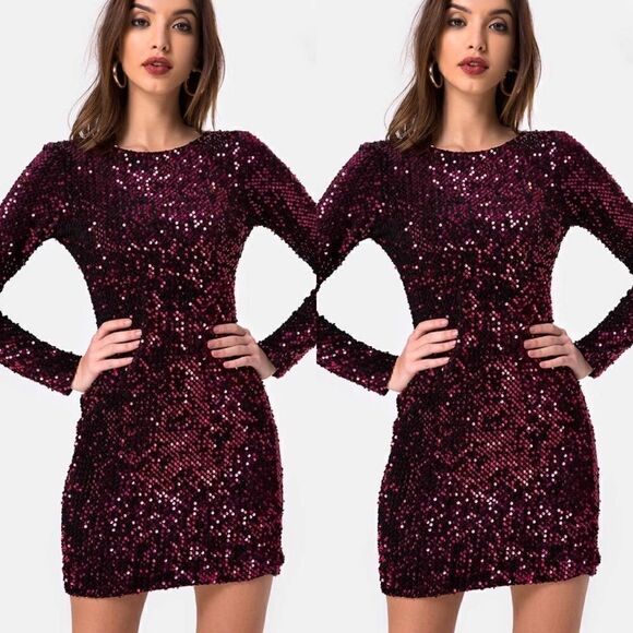 MOTEL ROCKS GABBY PLUNGE BACK DRESS - Picture 1 of 4